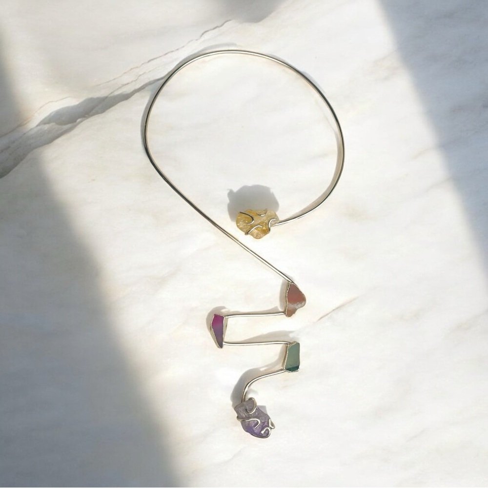 Statement Necklace - Adjustable Citrine & Amethyst Necklace